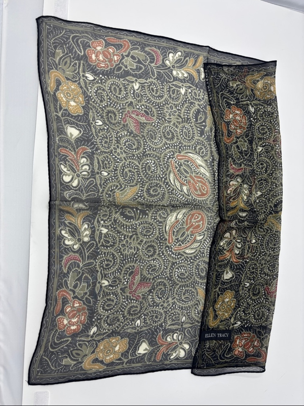 Ellen Tracy Black Paisley Silk scarf